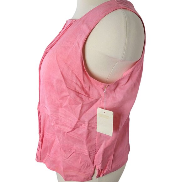 Vintage 90s Linen Shirt Set Women 2X Plus Colorful Blouse Tank Top Pink New Tags - Picture 13 of 15